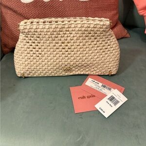 NWT Cult Gaia Beige Woven Clutch